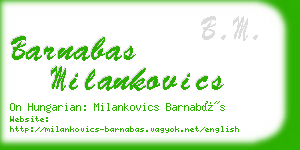 barnabas milankovics business card